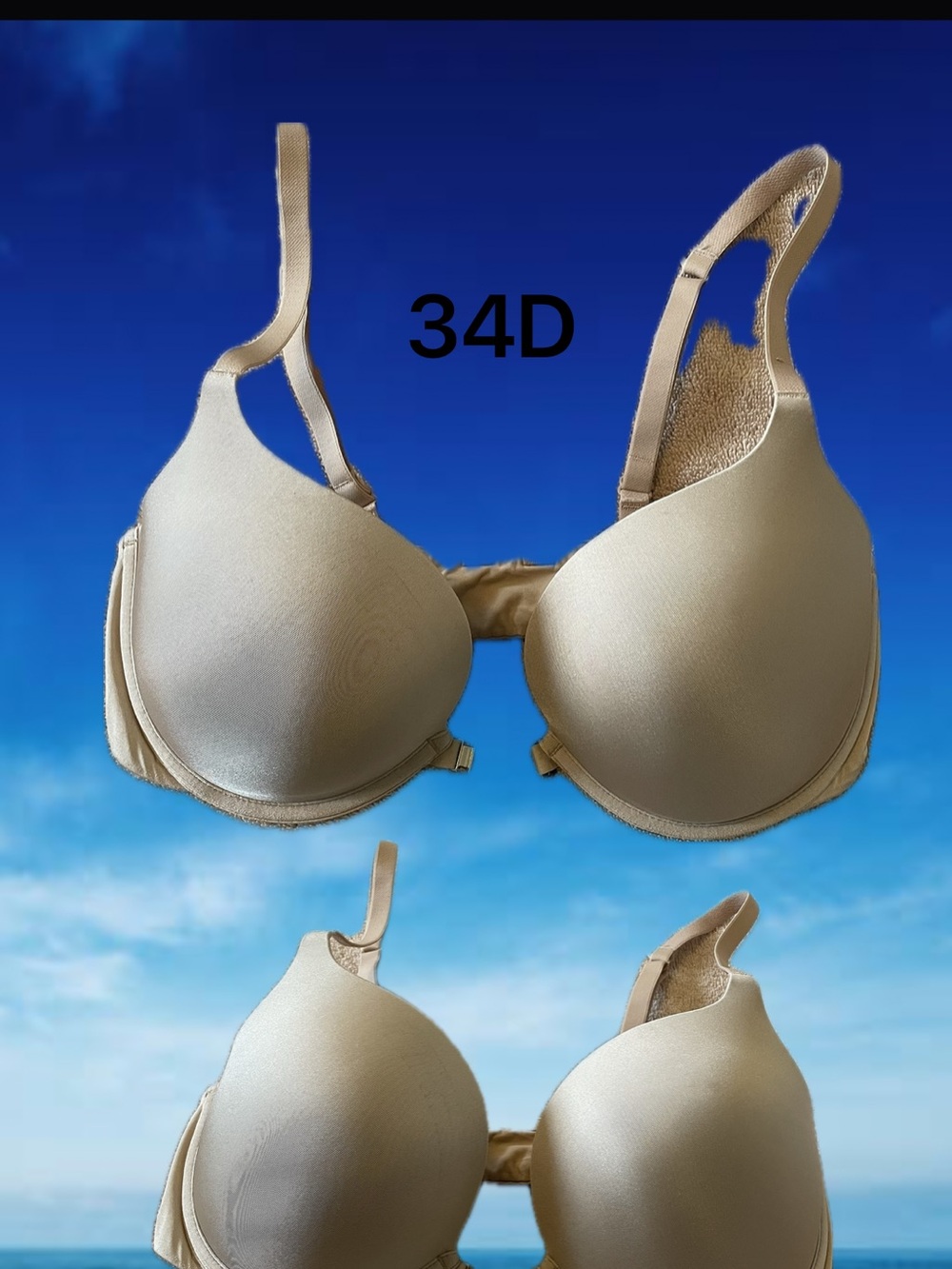 La Senza Beyond Sexy Beige Front Closure Padded Push Up T-Shirt Bra 34D